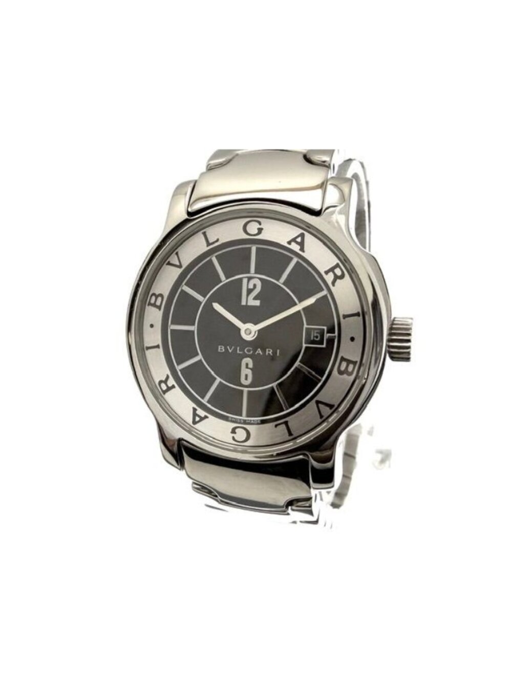 Bvlgari Watch Solotempo SS Black Silver Dial Quartz